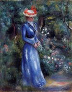Ренуар Женщина в синем стоит в саду Сент Кло 1899г